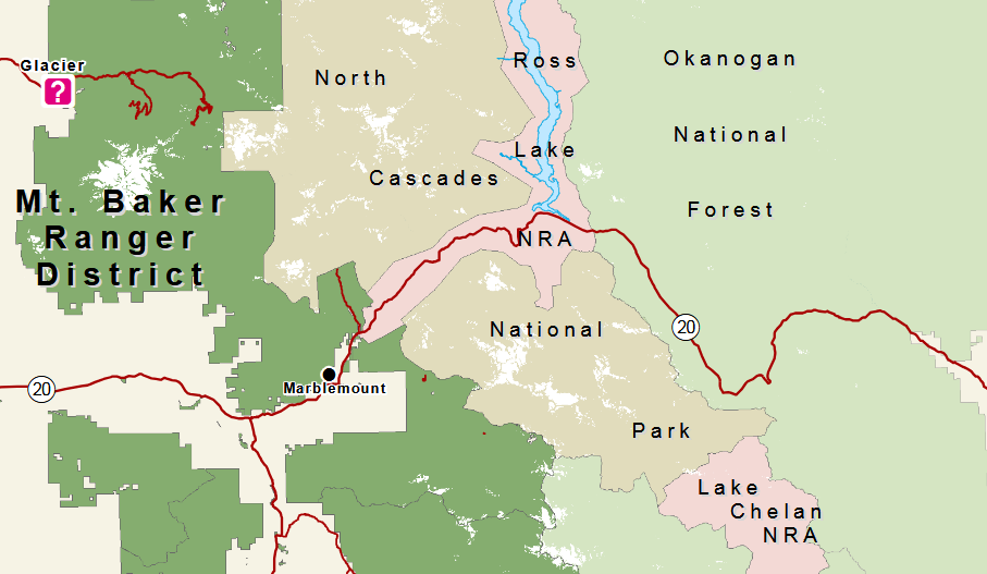 Map showing Forest Service vs National Park